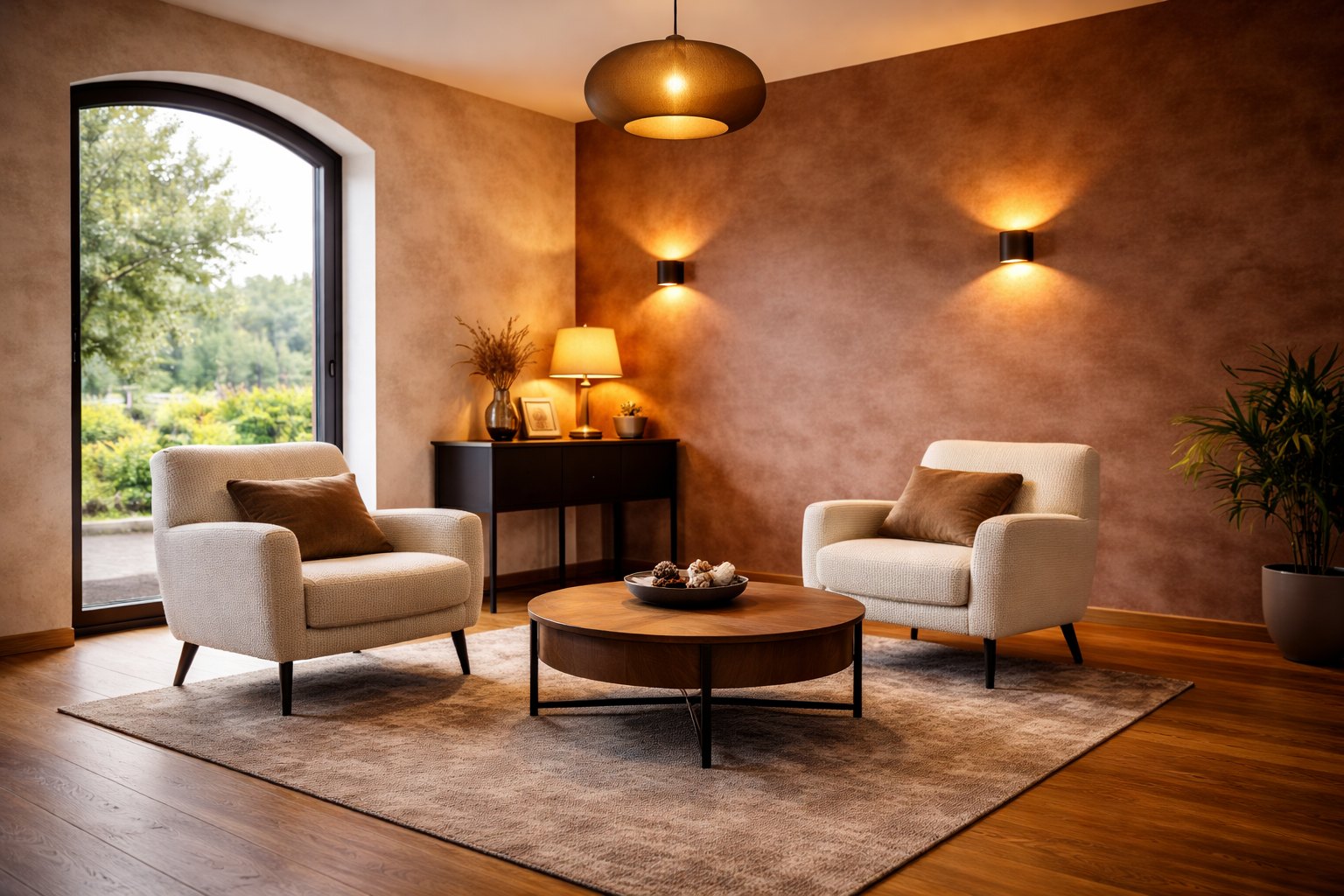 Gem&uuml;tliches Wohnzimmer in erdigen T&ouml;nen